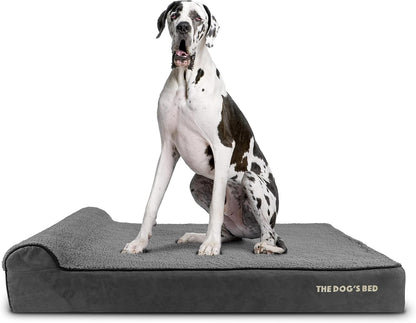 The Dog’s Bed Orthopedic Headrest Dog Bed XXL Grey Plush 54x36, Memory Foam, Pain Relief for