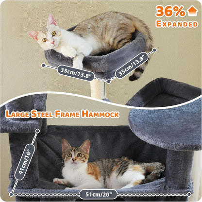 PAWZ Road Heavy Duty Cat Tree for Large Cats, 81 Inches Tall Cat Tower with 2 Perches, 2 Condos and