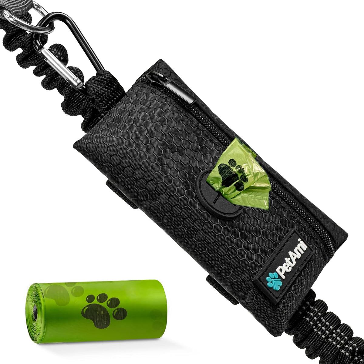 PetAmi Dog Poop Bag Holder for Leash, Dog Poop Bag Dispenser with Clip, Dog Waste Bag Holder for