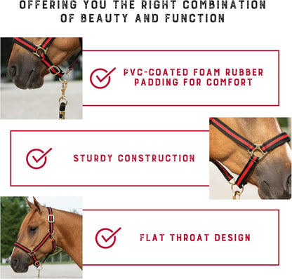Weaver Leather Nylon Horse Halter, Padded and Adjustable, Chin and Throat Snap Hook Halters for