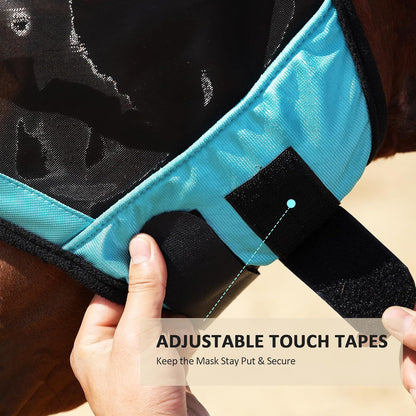Harrison Howard Pro Luminous Horse Half Face Fly Mask Large Eye Space with Ears UV Protection for
