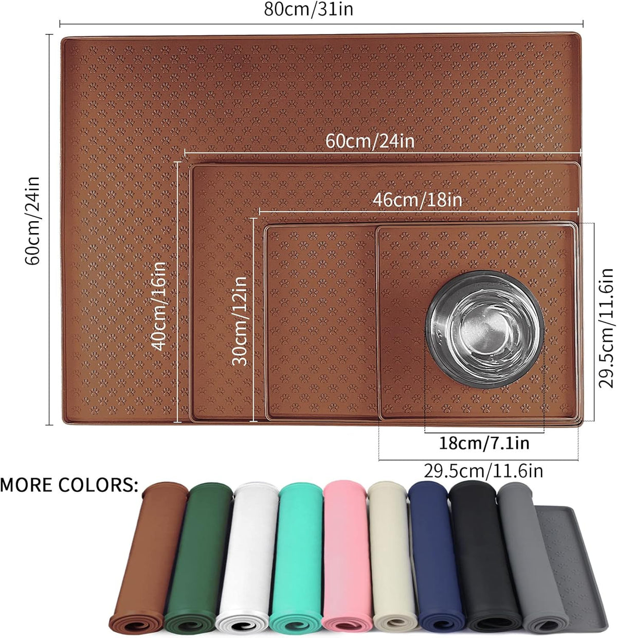 Ptlom Pet Placemat for Dog and Cat, Waterproof Silicone Pet Feeding Bowl Mats for Food and Water