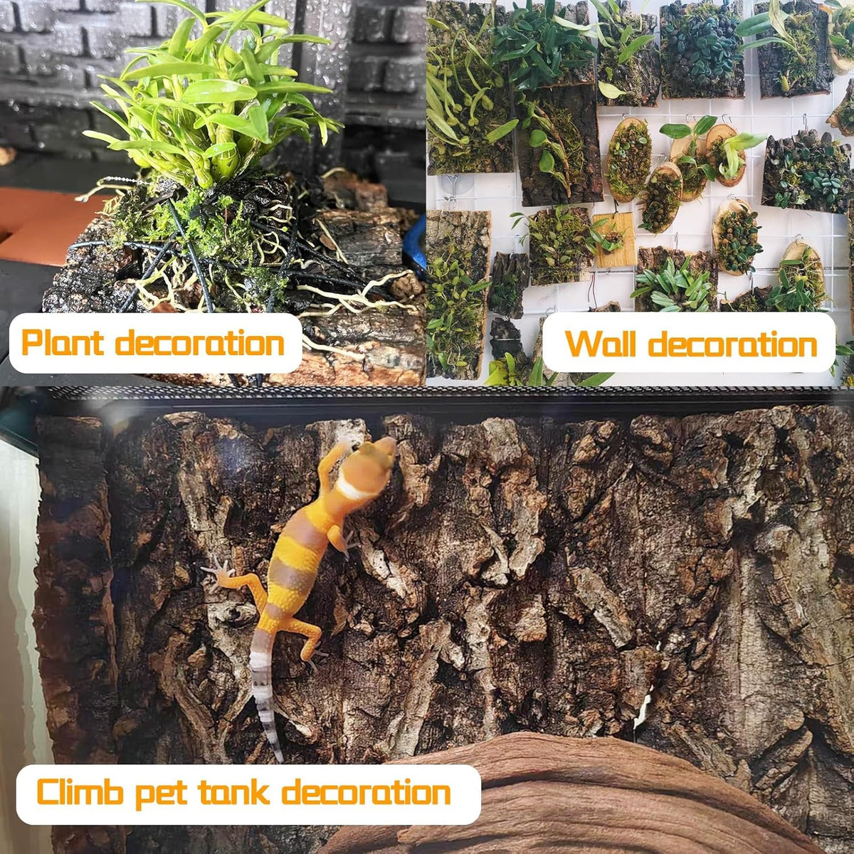 4PCS Cork Terrarium Background 15.7x11.8in Natural Cork Large Bark Climbing Mat Habitat Decoration