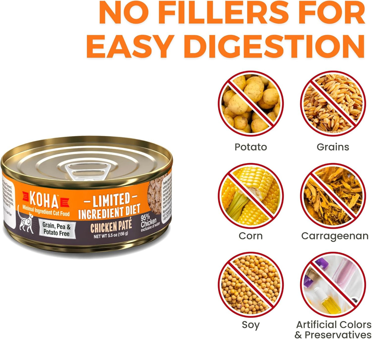 KOHA Limited Ingredient Diet Chicken Pate for Cats - Single Meat Wet Cat Food for Sensitive