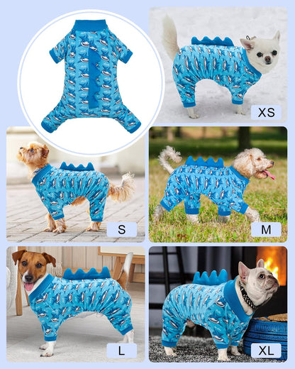 CuteBone Shark Costume Dog Pajamas, Stretchy Spandex Crystal Velvet Sleepwear Coat for Small Dogs