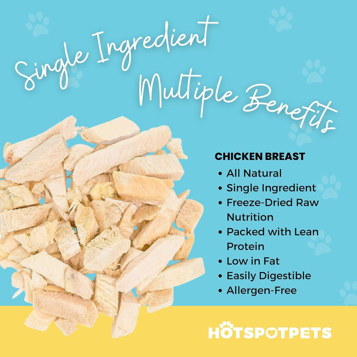 hotspot pets Freeze Dried Chicken Treats for Cats & Dogs -1LB Big Bag- Made in USA - Single