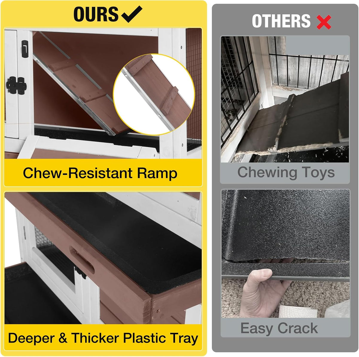 Aivituvin 2-Tier Rabbit Hutch with Tarp Door and Wheels Bunny Cage Indoor Outdoor Guinea Pig Cage