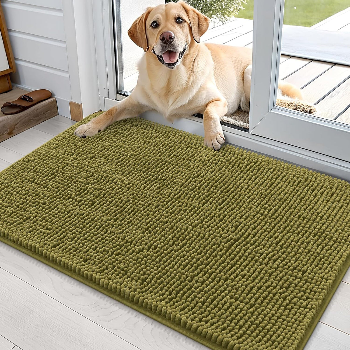 OLANLY Dog Door Mat for Muddy Paws 36x24, Absorbs Moisture and Dirt, Absorbent Non-Slip Washable