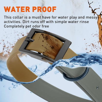 Dogline Biothane Waterproof Dog Collar Strong Coated Nylon Webbing with Black Hardware Odor- Proof