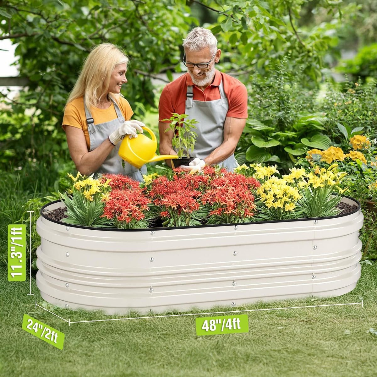 WORKPRO 4x2x1ft Galvanized Raised Garden Bed Set, Rust & Corrosion Protection, Easy Assembly, Safe