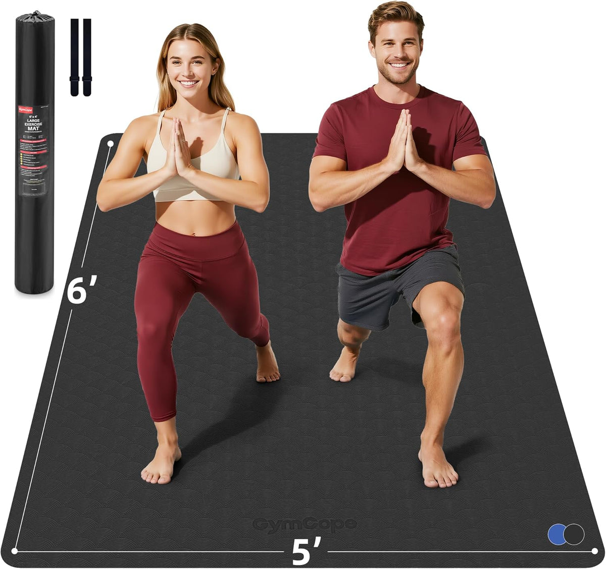Extra Large Yoga Mat - 72"x35", 72"x48", 78"x57" - Wide TPE Exercise Mat for Home, Stretching