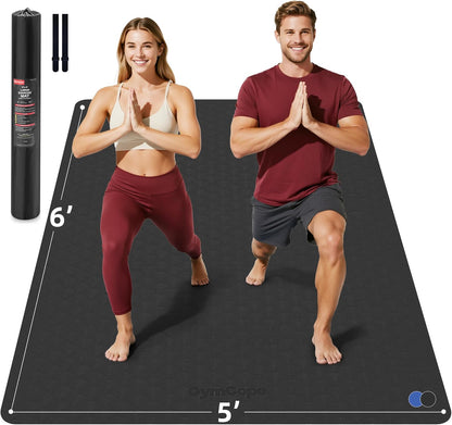 Extra Large Yoga Mat - 72"x35", 72"x48", 78"x57" - Wide TPE Exercise Mat for Home, Stretching