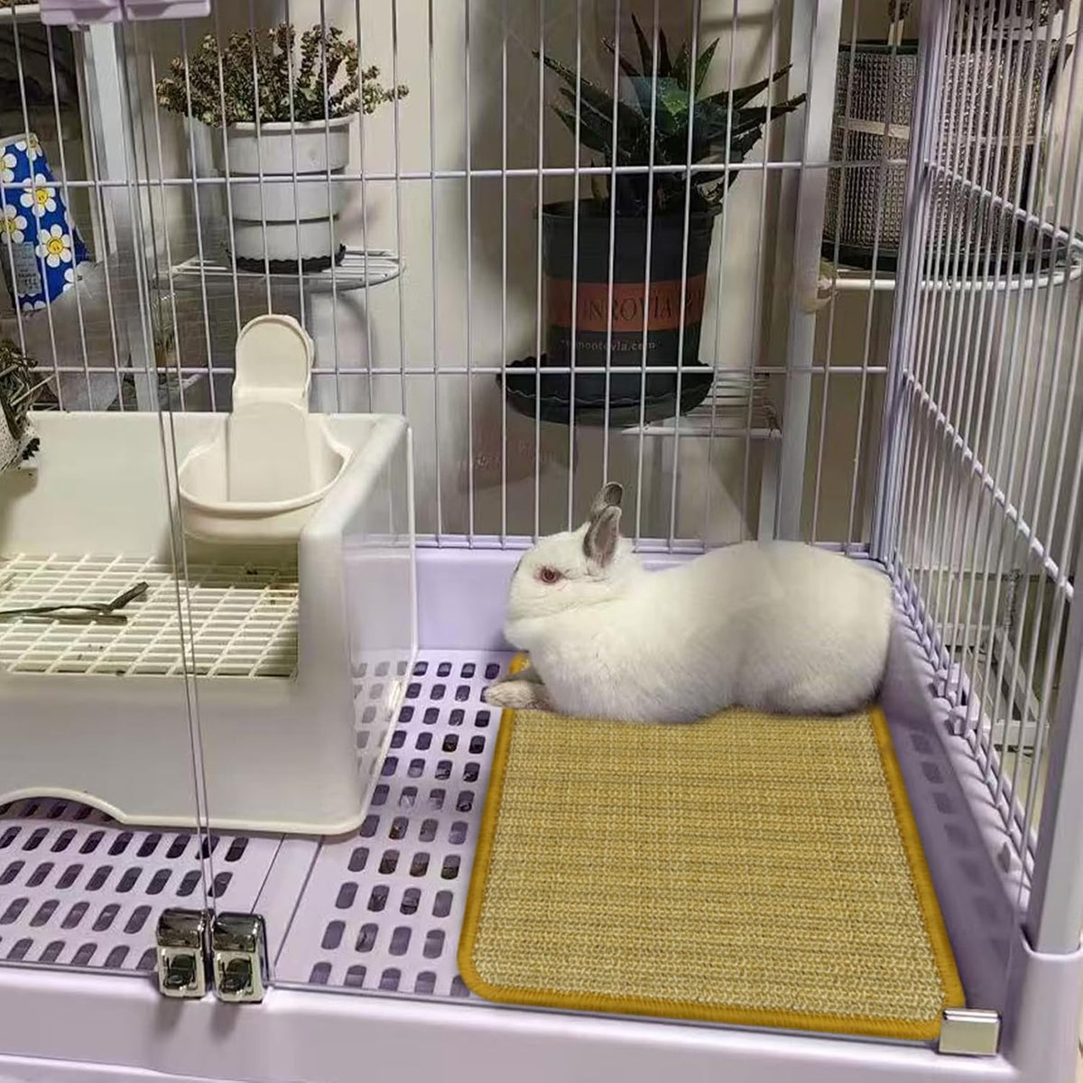 DYAUS Bunny Scratch Pad, Natural Sisal Rabbit Scratching Mat for Claws and Teeth Care, Indoor Bunny