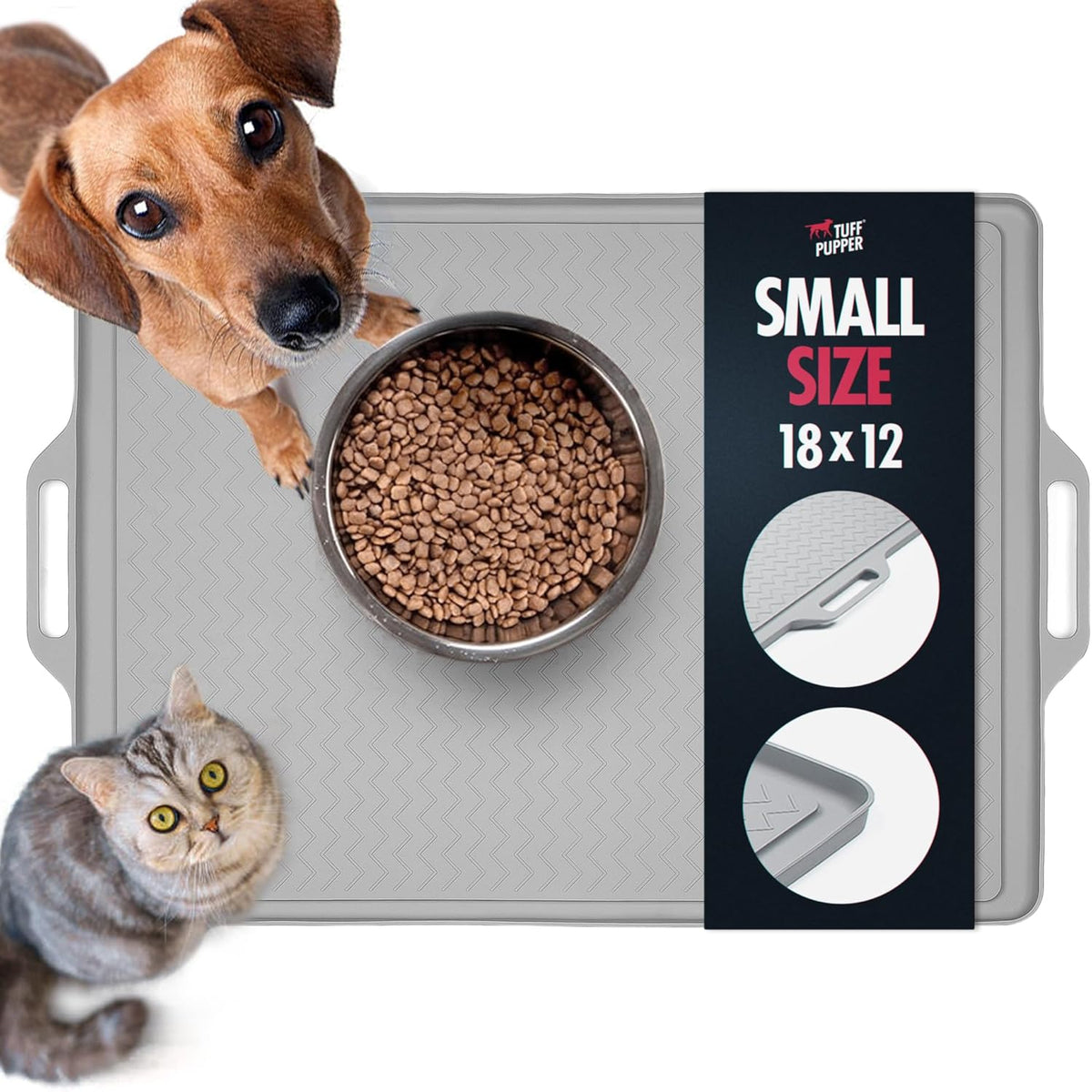 Tuff Pupper 18x12 Small Dog Feeding Mat for Food and Water | Dog Feeding Mats for Floors |