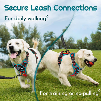 Eagloo Dog Harness Small Sized, Easy Wearing with 3 Buckles, Adjustable No Pull Pet Harness with 2