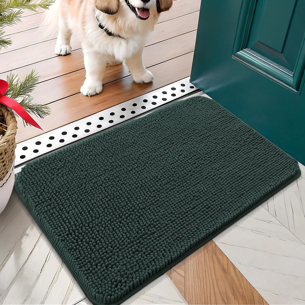 OLANLY Dog Door Mat for Muddy Paws 24x16, Absorbs Moisture and Dirt, Absorbent Non-Slip Washable