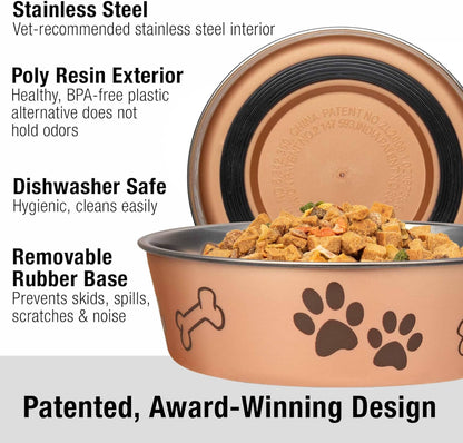 Loving Pets Bella Dog Bowls- Stainless Steel Dog & Cat Bowls - Spill Proof Dog Food Bowl, Cat Bowl