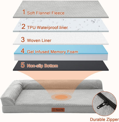 Orthopedic Dog Bed, 3 Inch Memory Foam Dog Beds for Large Dogs, Washable Removable Cover, Nonskid