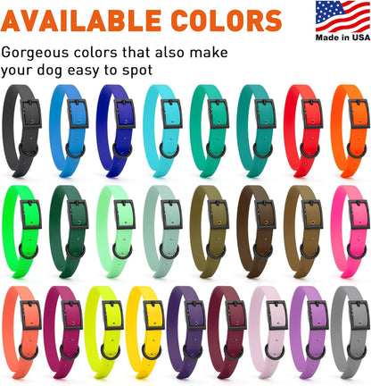 Dogline Biothane Waterproof Dog Collar Strong Coated Nylon Webbing with Black Hardware Odor- Proof