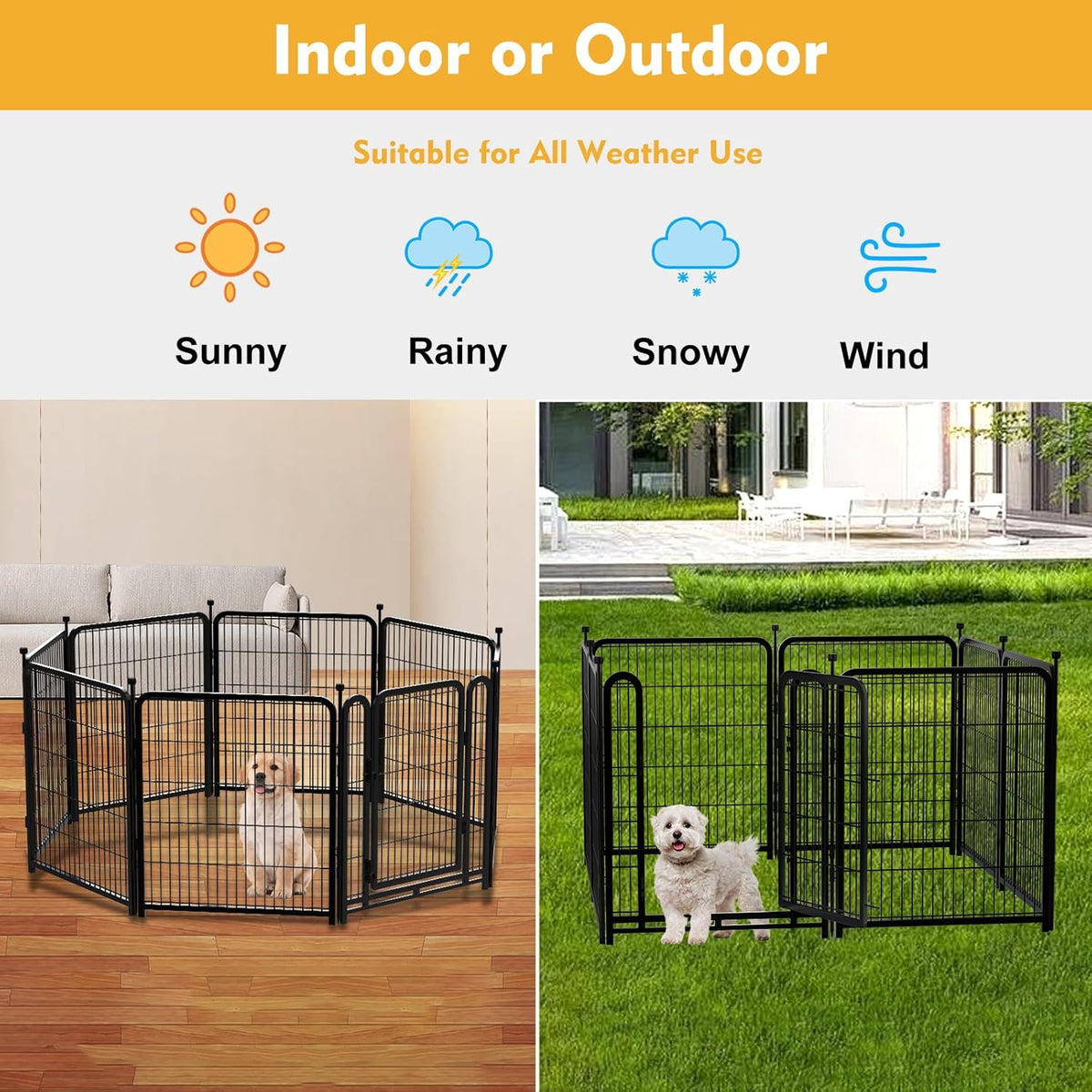 Outdoor Dog Playpen 40inch 14 Panels, Puppy Playpen Indoors, Metal Dog Pen Heavy Duty Pet Puppy