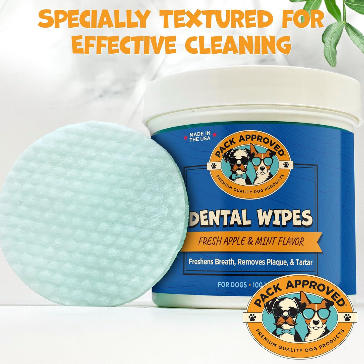 Dental Wipes for Dogs - Dog Teeth Wipes for Oral Care, Tartar and Plaque Remover - Cleans and