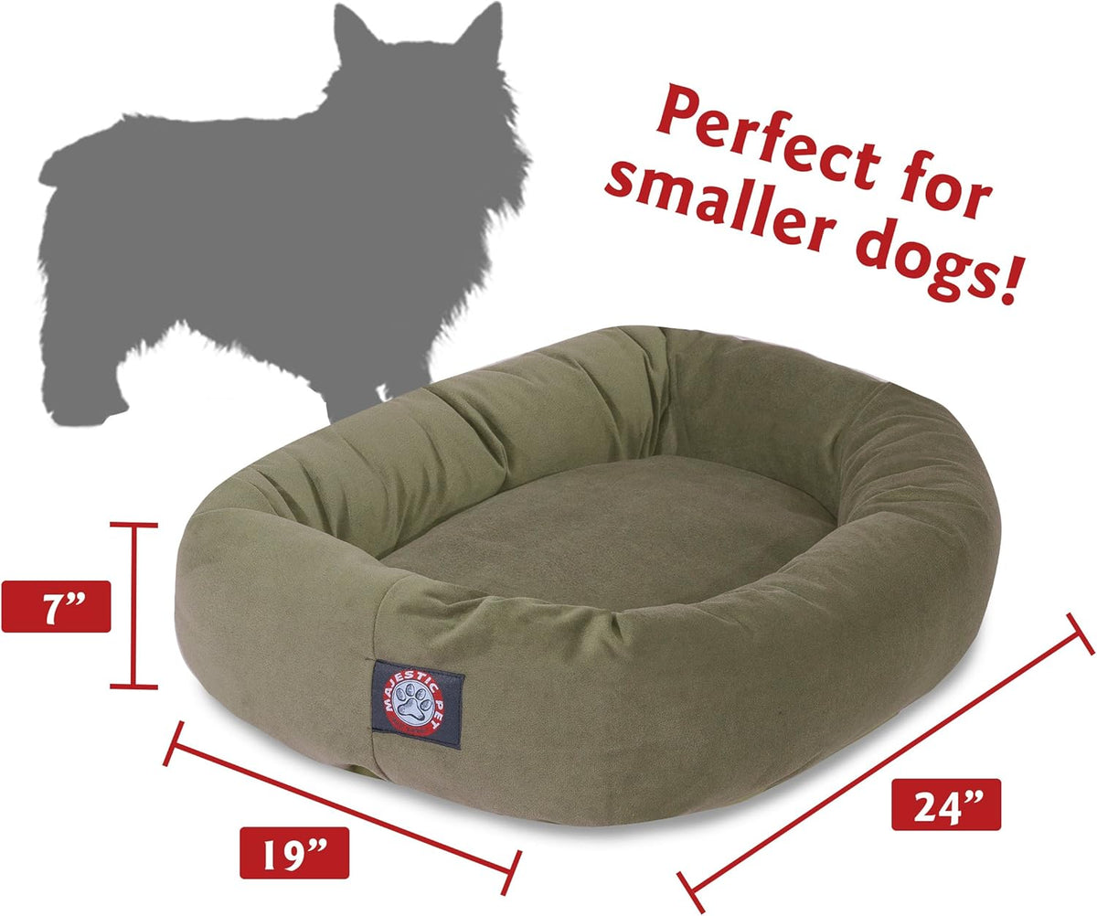 Majestic Pet 24 Inch Suede Calming Dog Bed Washable 24x19x7 (Inch) – Cozy Soft Round Donut Dog Bed