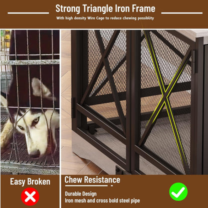 COZPAW Large Dog Crate Furniture - 48 inch Heavy Duty Dog Kennel Indoor for XLarge Breed with