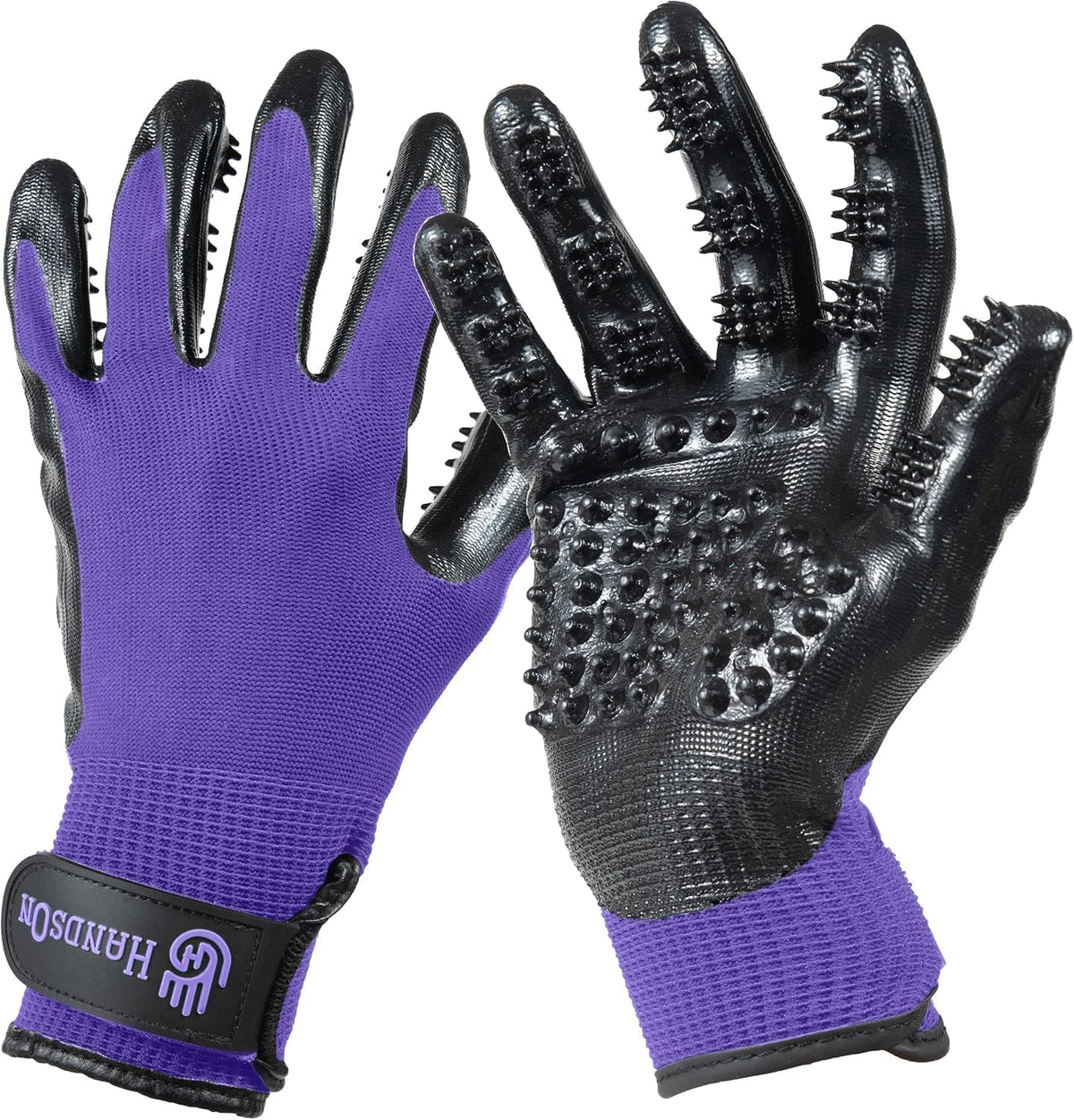 H HANDSON Pet Grooming Gloves - Patented #1 Ranked, Award Winning Shedding, Bathing, & Hair Remover