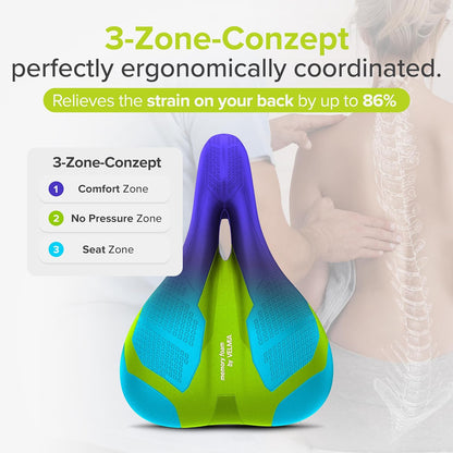 Velmia Bicycle Saddle - Comfortable Saddle for Men and Women - 3 Zone Concept - Waterproof Bicycle