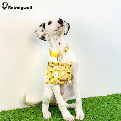 Dog Treat Pouch, Pocket Sized Pet Training Pouch, Cotton Fabric, Hand Free Yellow Flower Dog