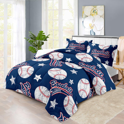 Baseball Comforter Set Full,Sports Bedding Sets for Boys,Blue Sports Comforter Full Bedroom