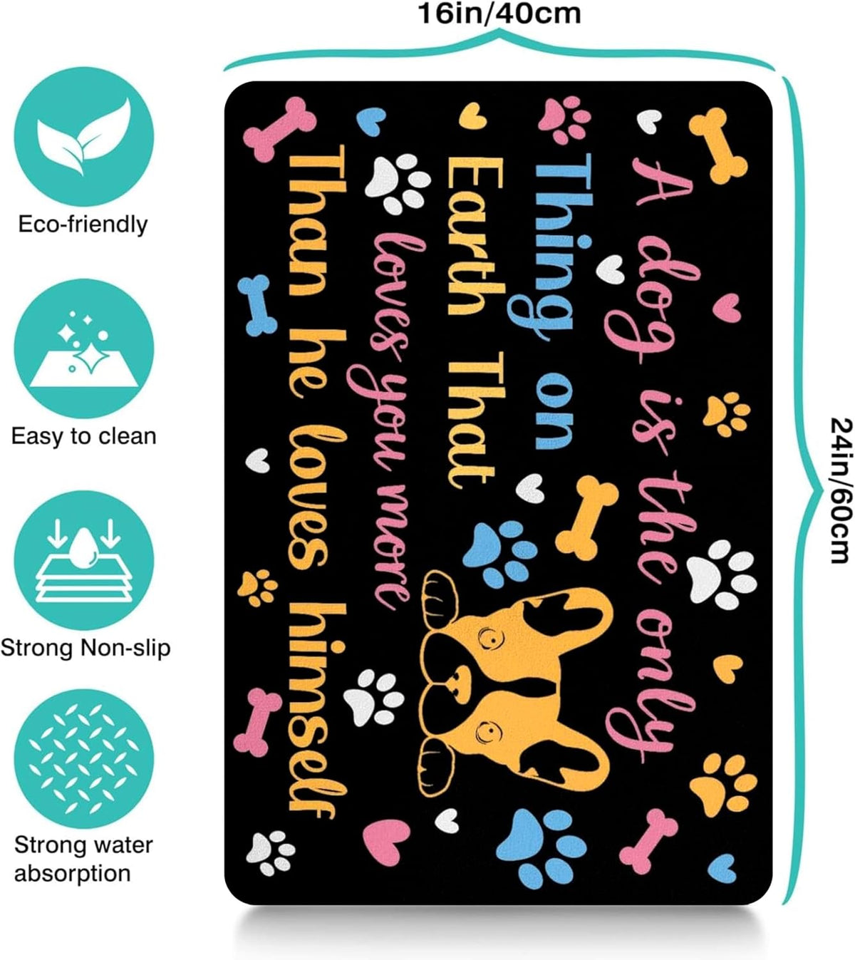 Pet Feeding Mat for Floors Waterproof Dog Mat for Food and Water Absorbent Quick Dry Non Slip mat