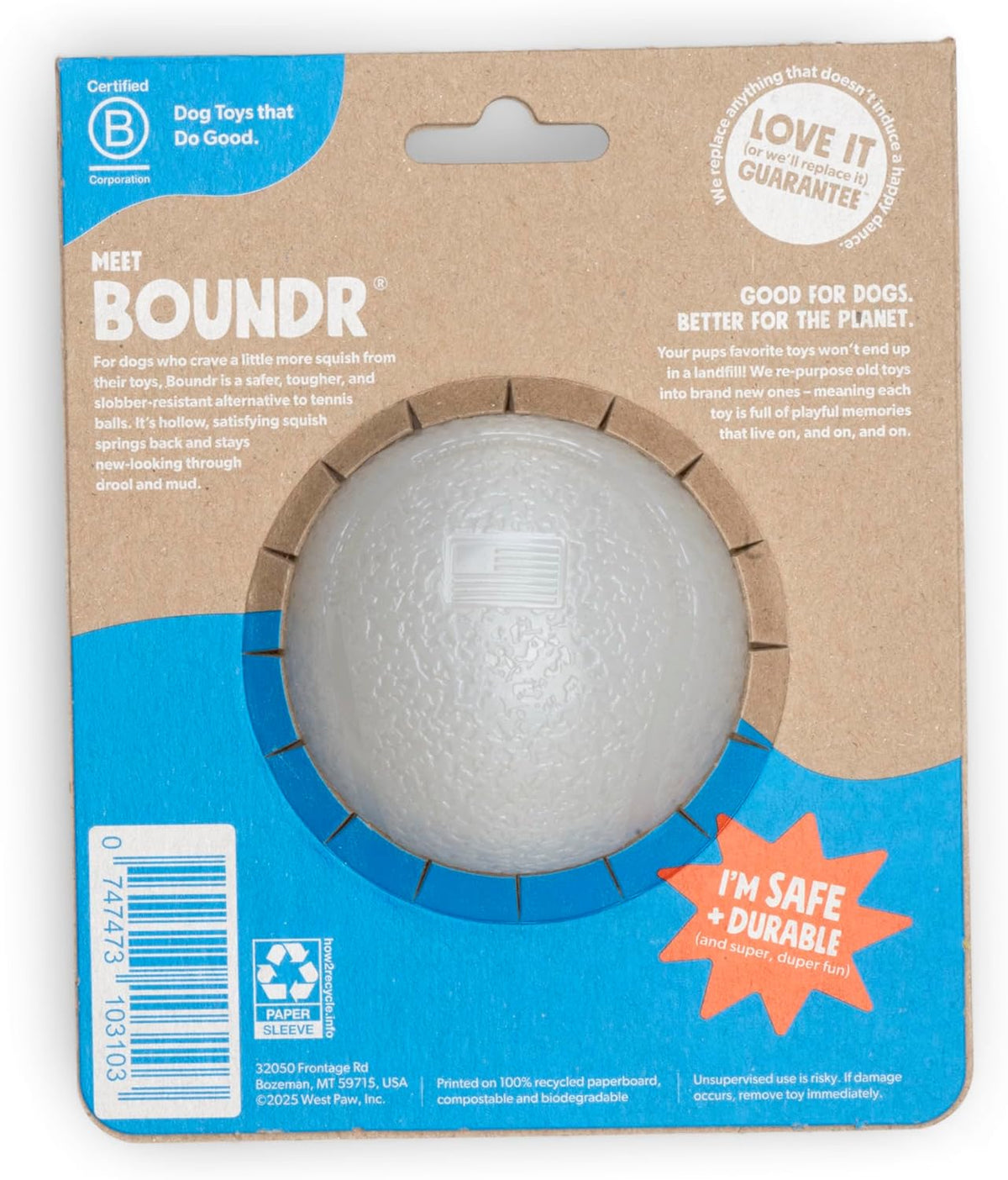 WEST PAW Boundr Ball Dog Fetch Toy – Bouncing Toys for Dogs, Fetch, Catch, Chewing, Play