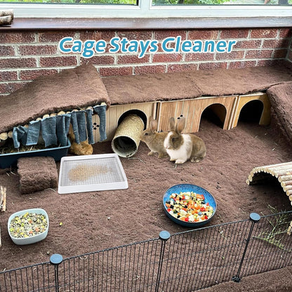 FHTONGE Bunny Litter Pan for Cage Corner with Steel Grid Holes, Rectangula Rabbit Litter Box Pet