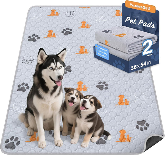 Washable Pee Pads for Dogs, 2 Pack Absorbent Reusable Training Dog Pads Pet Puppy Pads, Non-Slip