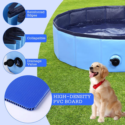 Foldable Dog Bath Swimming Pool Plastic Kiddie Pool Professional Tub Collapsible Grooming Bathtub