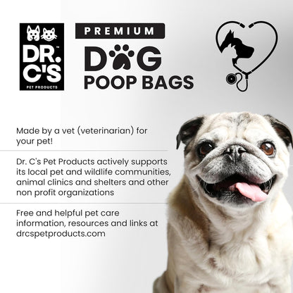 100% Certified Compostable Dog Poop Bags - Dr. C's Premium Dog Poop Bags - 270 Bags / 18 Rolls