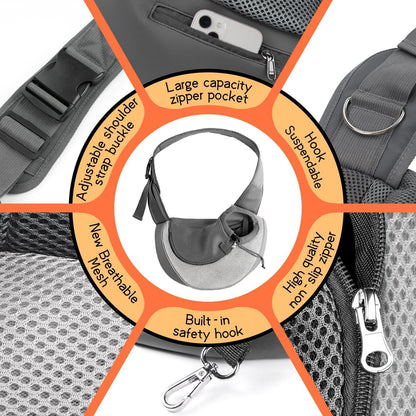 YUDODO Pet Sling Carrier for Small Dogs & Cats – Hands-Free Puppy Carrier with Safety Hook, Large