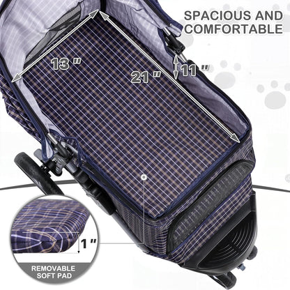 MoNiBloom 3 Wheels Pet Dog Cat Stroller for Small Medium Dogs Cats, Lightweight Foldable Jogger