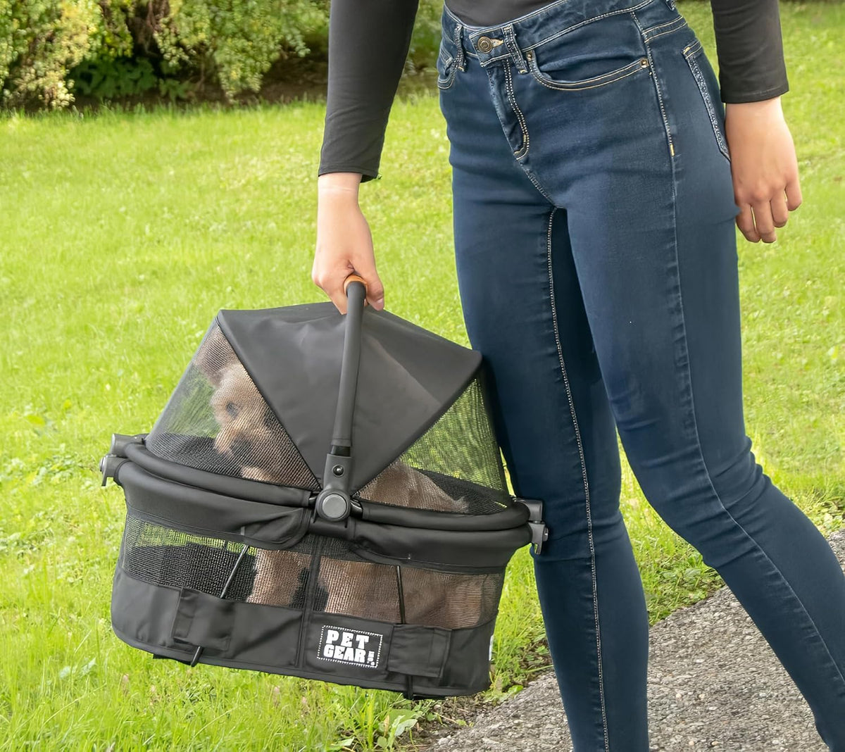 Pet Gear No-Zip View 360 Ultra Lite Pet Safety Carrier & Car Seat for Small Dogs & Cats Push Button
