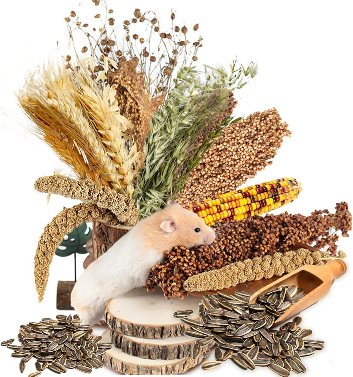 Natural Ear of Grain Flower&Herb Bedding Mate Habitat Decor, Adding Fun Hamster Accessories for