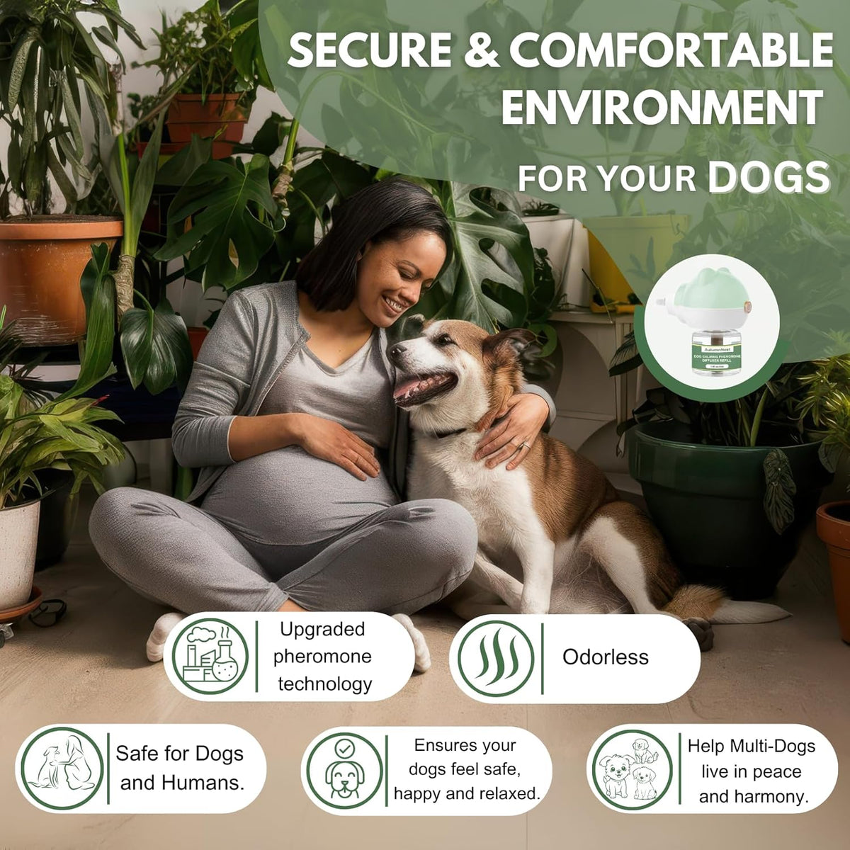 Dog Pheromone Diffuser Kit, Pet Diffuser for Stress Support, Reduces Stress and Promotes Relaxed