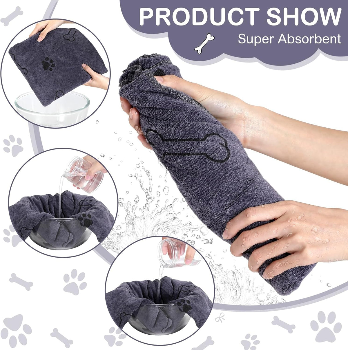 Chumia 8 Pcs Dog Towels for Drying Dogs Cats Pet Towels Bulk Puppy Microfiber Quick Drying Paw Bath