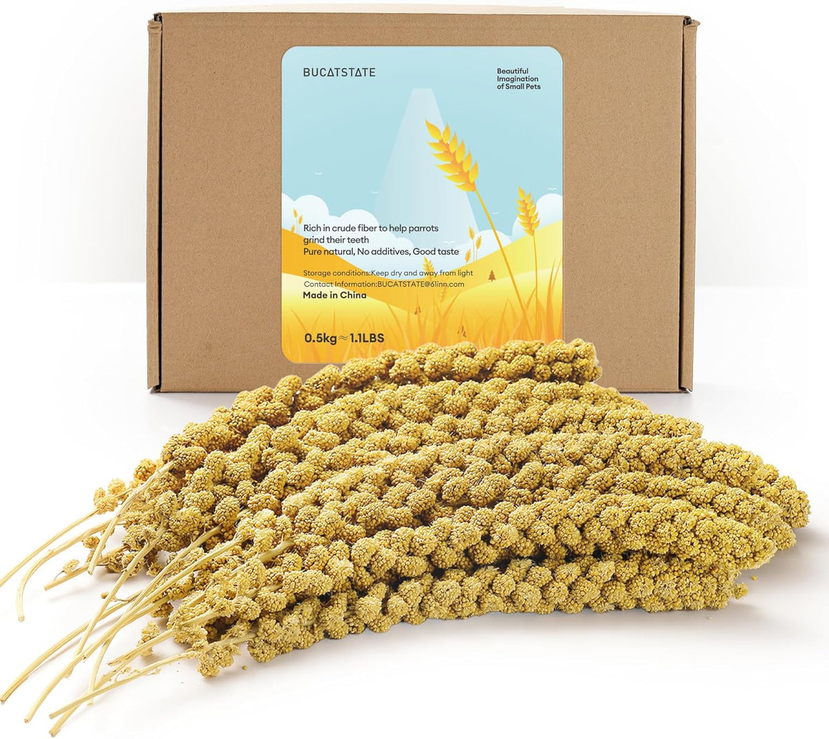 BUCATSTATE Spray Millet for Birds, Sun-Dried Healthy Millet Parakeet Treats for Parrots Cockatiel
