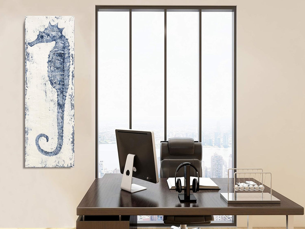 Yihui Arts, Seahorse Hand-Painted Wall Art on Canvas Abstract Artwork Art Wood Stretched Hanging