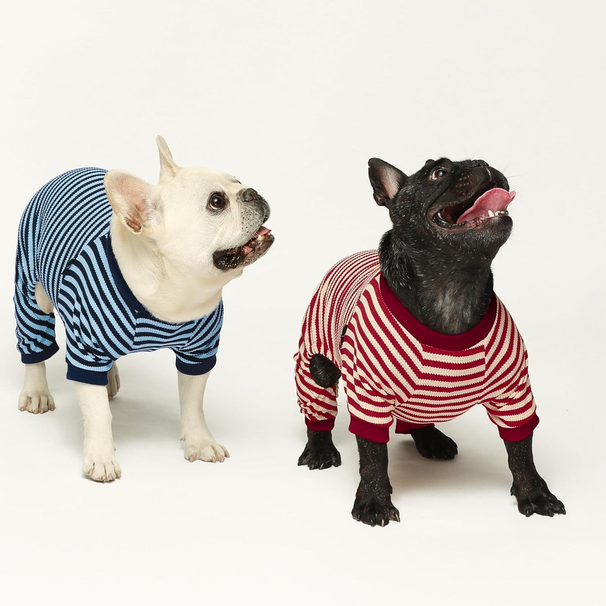 Fitwarm Red and White Striped Dog Pajamas, Waffle Dog Clothes for Small Dogs Girl Boy, Puppy Onesie