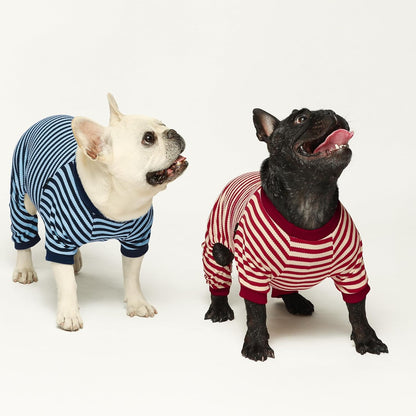 Fitwarm Red and White Striped Dog Pajamas, Waffle Dog Clothes for Small Dogs Girl Boy, Puppy Onesie