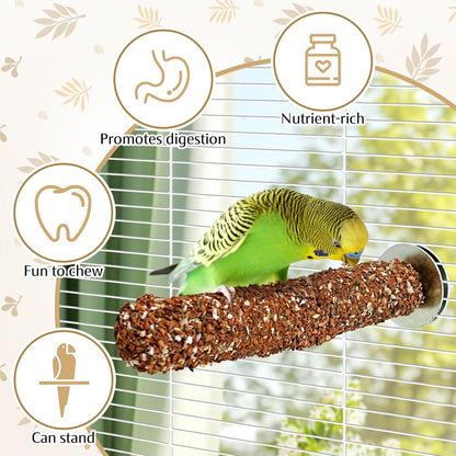 PINVNBY 2 PCS Natural Bird Perches Bird Grinding Stick Calcium Mineral Parrot Perch Stand Foot