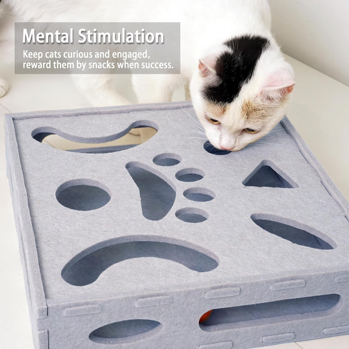 PETKARAY Felt Cat Puzzle Toy, Interactive Cat Toys for Indoor Cats, Interactive Maze for Kitten
