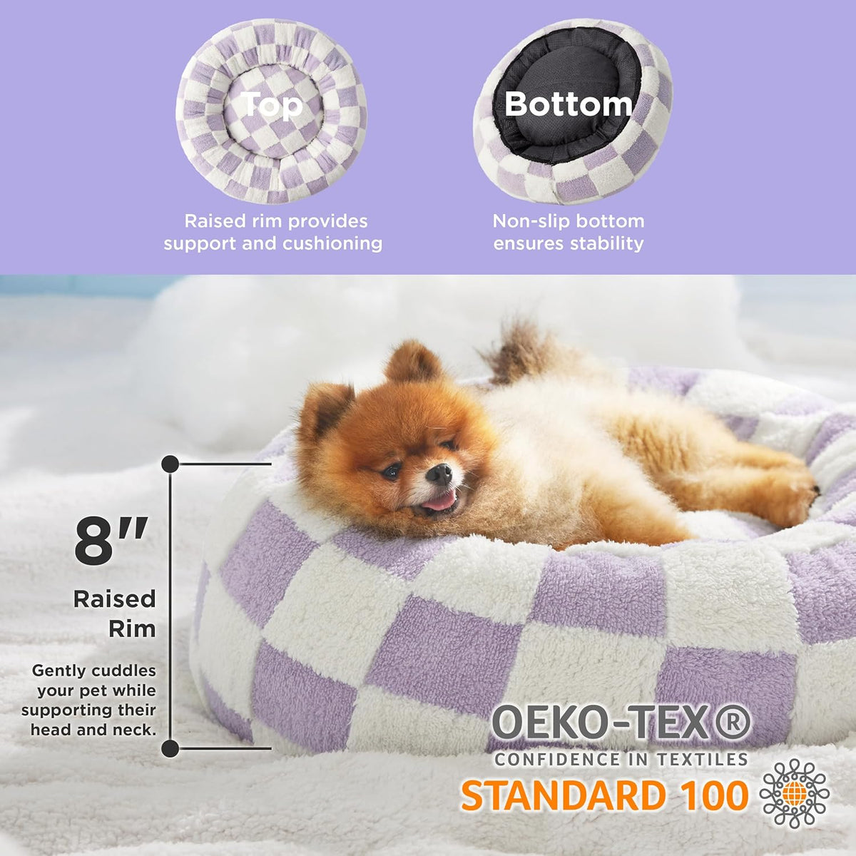 LE SURE Donut Small Dog Bed - Round Cat Beds for Indoor Cats Calming Pet Beds, Cute Modern Beds